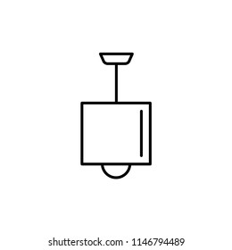 Vector illustration of modern ceiling lamp. Line icon of drum pendant. Home and office lighting. Isolated object on white background.
