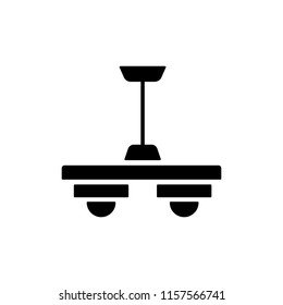 Vector illustration of modern ceiling lamp. Flat icon of 2 lights chandelier. Home & office lighting. Isolated object on white background.