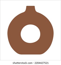 Ilustración vectorial del jarrón de cerámica moderno. Un único elemento en estilo boho de moda aislado de fondo blanco