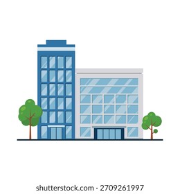 Ilustração vetorial do exterior da construção moderna da cidade. Edifício de escritório ou design de casa de negócios.