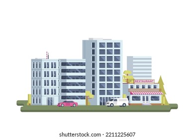 Vector illustration Modern city landscape with infographic elements. Concept for website illustration.