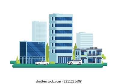 Vector illustration Modern city landscape with infographic elements. Concept for website illustration.