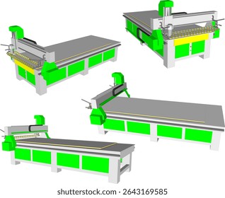 Ilustración vectorial del diseño moderno de la máquina CNC para el grabado láser