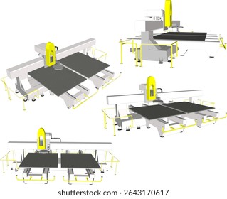 Ilustración vectorial del diseño moderno de la máquina CNC para el grabado láser