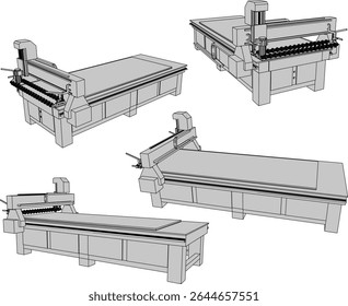 Ilustración vectorial del diseño moderno de la máquina CNC para el grabado láser