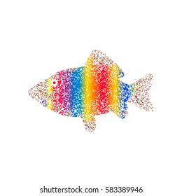 vector illustration modern color fish badge on a white background