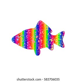 vector illustration modern color fish badge on a white background