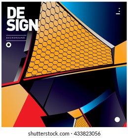 Vector Illustration Modern colorful background material design with hexagon shape