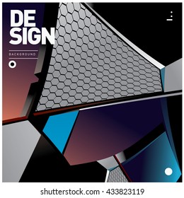 Vector Illustration Modern colorful background material design with hexagon shape