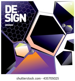Vector Illustration Modern colorful background material design with hexagon shape