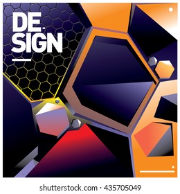 Vector Illustration Modern colorful background material design with hexagon shape