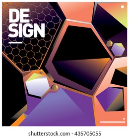 Vector Illustration Modern colorful background material design with hexagon shape