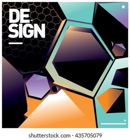 Vector Illustration Modern colorful background material design with hexagon shape