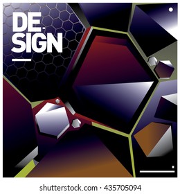 Vector Illustration Modern colorful background material design with hexagon shape