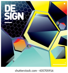 Vector Illustration Modern colorful background material design with hexagon shape