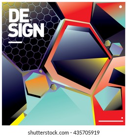 Vector Illustration Modern colorful background material design with hexagon shape