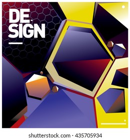 Vector Illustration Modern colorful background material design with hexagon shape