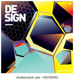 Vector Illustration Modern colorful background material design with hexagon shape