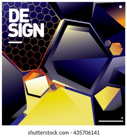 Vector Illustration Modern colorful background material design with hexagon shape
