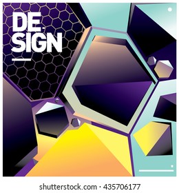 Vector Illustration Modern colorful background material design with hexagon shape