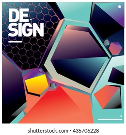 Vector Illustration Modern colorful background material design with hexagon shape