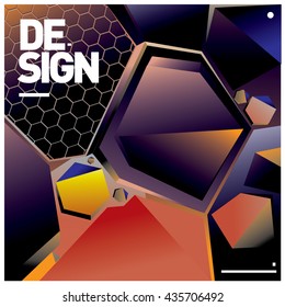 Vector Illustration Modern colorful background material design with hexagon shape