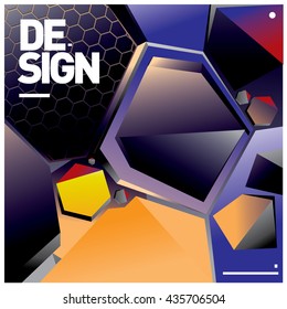 Vector Illustration Modern colorful background material design with hexagon shape