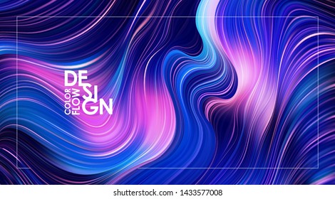 Vector illustration: Modern colorful flow background. Wave neon color Liquid shape. Abstract design.