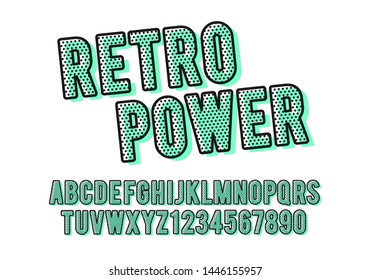 Vector Illustration modern colorful retro font and alphabet, dot filled typeface.