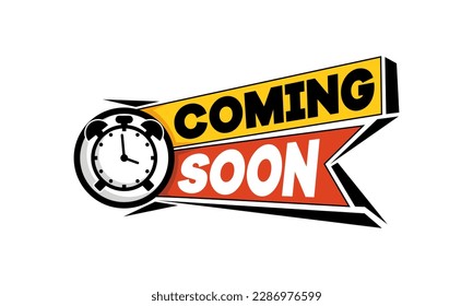 Vector Illustration Modern Coming Soon Banner Icon with timer. Flat Web Label Element.