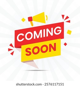 Vector Illustration Modern Coming Soon Banner Icon. Flat Web Label Element.