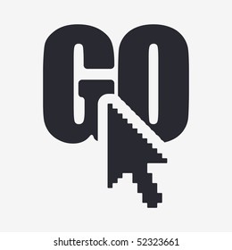 Vector illustration of modern computer desktop icon "click go"