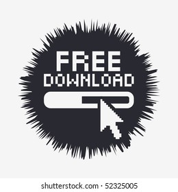 Vector illustration of modern computer desktop icon "free download"