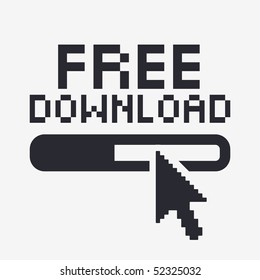 Vector illustration of modern computer desktop icon "free download"