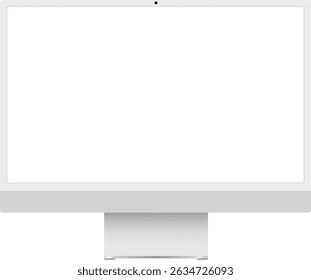 Vector illustration of a modern computer monitor with blank white screen. Ideal for mockups, web design or digital workspace concepts. Vector EPS 10