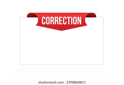 Ilustración vectorial Banner Correction moderno, elemento web aislado.