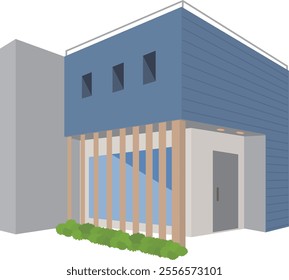 A vector illustration of a modern cube-shaped house