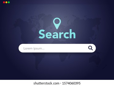 Vector Illustration Modern Dark Browser Window With Search Field