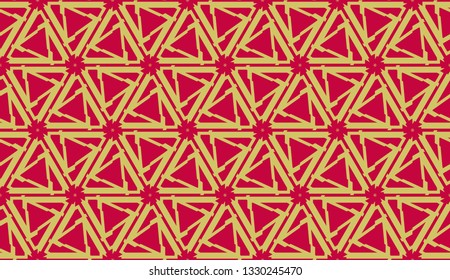 Vector illustration with modern decorative pattern in triangles style. Illusion curved line. For interior wallpaper, smart design, fashion print.