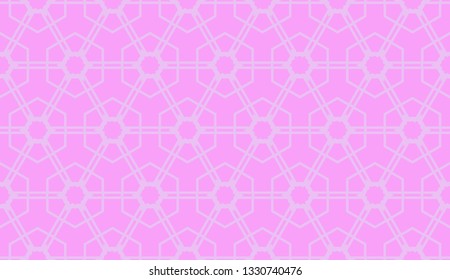 Vector illustration with modern decorative pattern in triangles style. Illusion curved line. For interior wallpaper, smart design, fashion print. Light purple color. Seamless.