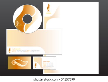 Vector illustration of modern, design set. Includes the design for business card, letterhead, CD label and envelope.