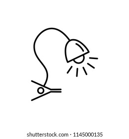 Vector illustration of modern desk study lamp. Line icon of table light fixture. Home & office lighting. Isolated object on white background.