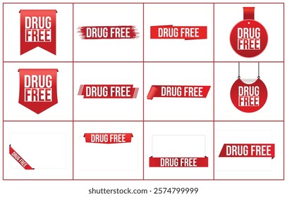 Vector illustration modern Drug Free banner, Isolated web element.