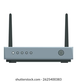 Vector illustration of a modern dualantenna wireless router isolated on a white background