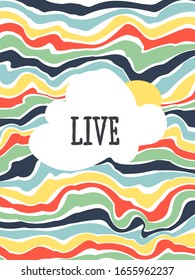 Vector illustration of modern dynamic fluid background. Multicolored banner, flyer, cover design template or social media story wallpaper with abstract contrasting liquid stripes