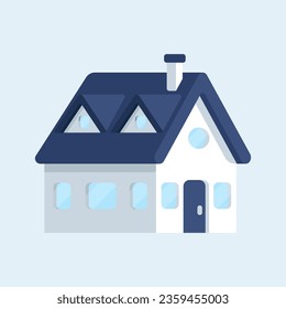 Vector illustration of modern eco-friendly house. Isometric minimalist icon of a house.