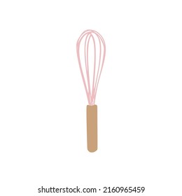 vector illustration, modern egg beater with pink tip, flat cartoon design style.