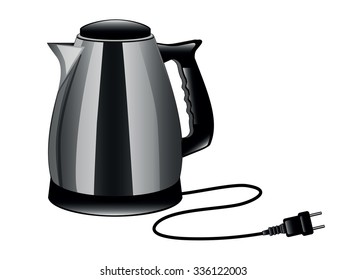 The vector illustration of the modern electric kettle isolated in white