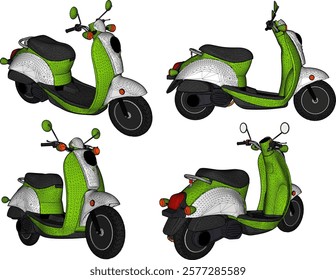 vector illustration of a modern electric motorbike for traveling short distances 