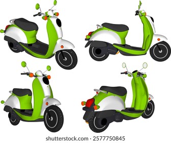 vector illustration of a modern electric motorbike for traveling short distances